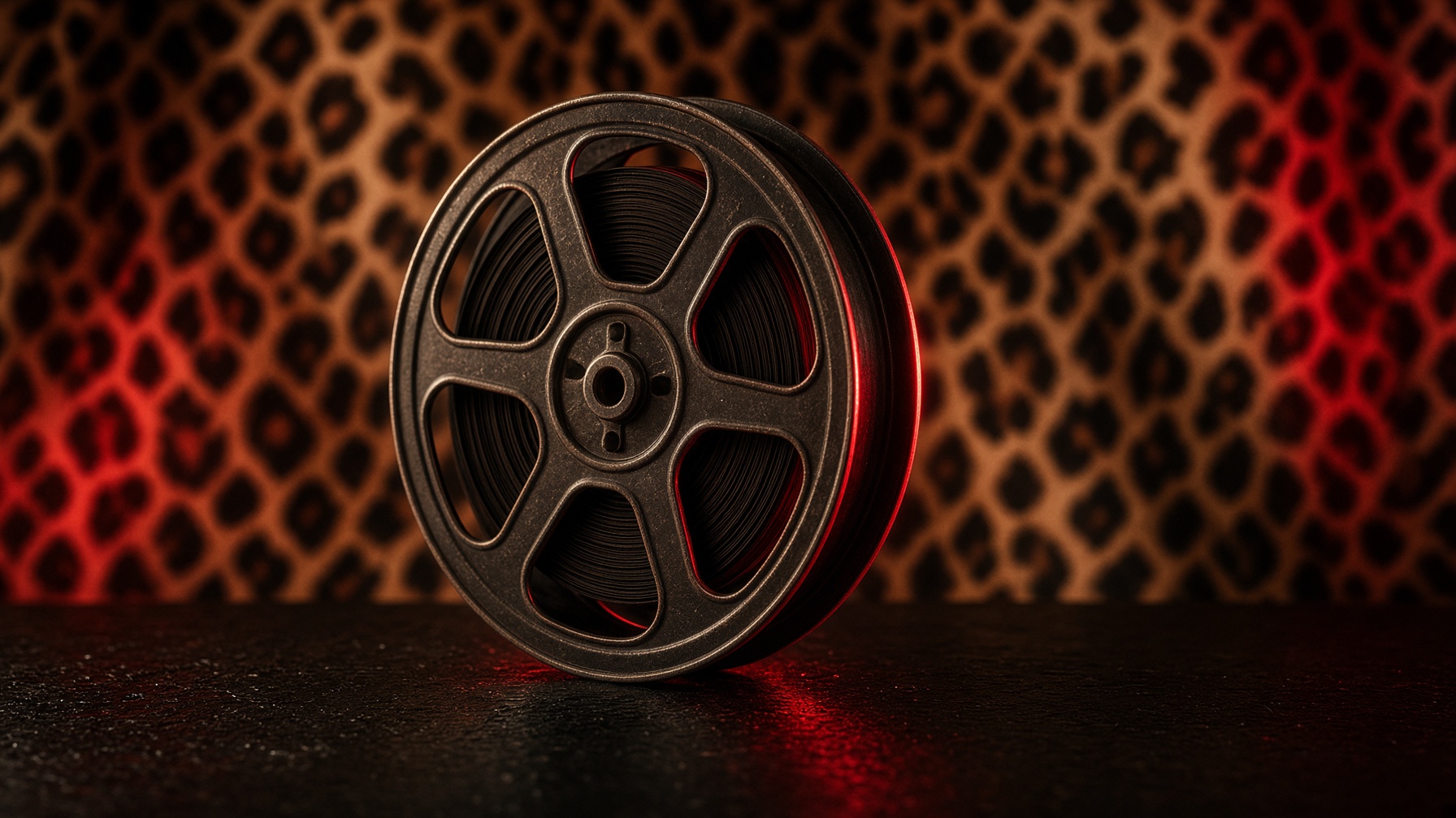 Close cinematic still with gold jewelry against a dark ground